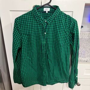 crown & ivy Green Plaid Button Down Shirt
